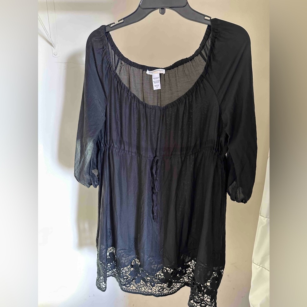 Diane von Furstenberg Silk Beach Cover Up Size: Small Color Black